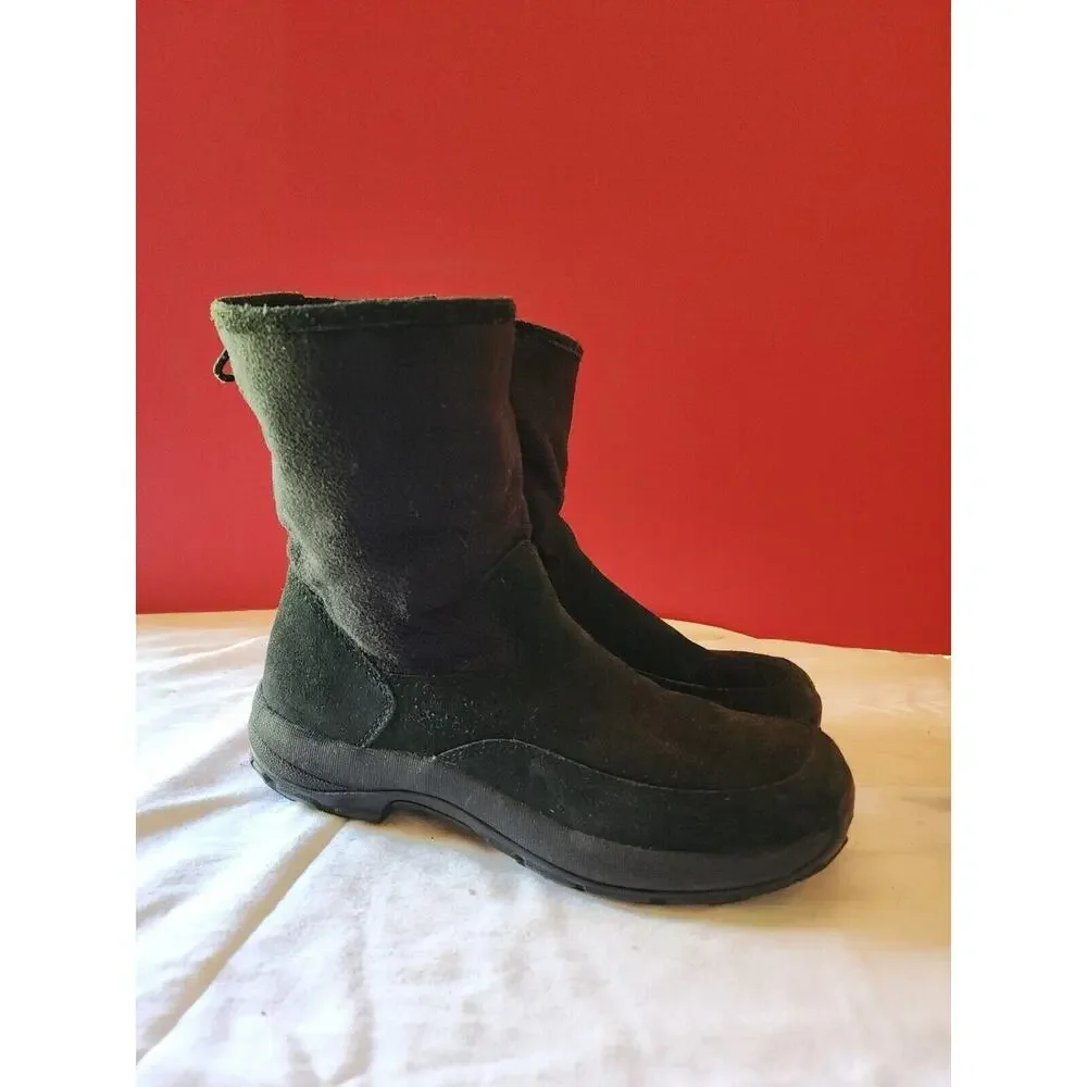 Ll Bean Black Ankle Boots Side Zipper Men's Size 10 M suede and fleece